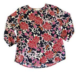 🔥 4 for $20 DEAL 🔥Van Heusen Floral Long Sleeve Blouse Navy Red Pink Size M
